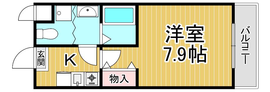 セルジュYS東園田(1K/4階)の間取り写真