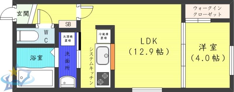 RAGUSA N5W17 A(1LDK/5階)の間取り写真