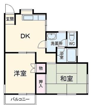 メゾンド角田II(2DK/2階)の間取り写真