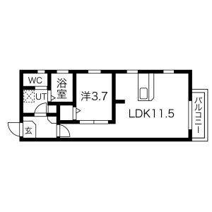 クラージュ本陣(1LDK/1階)の間取り写真