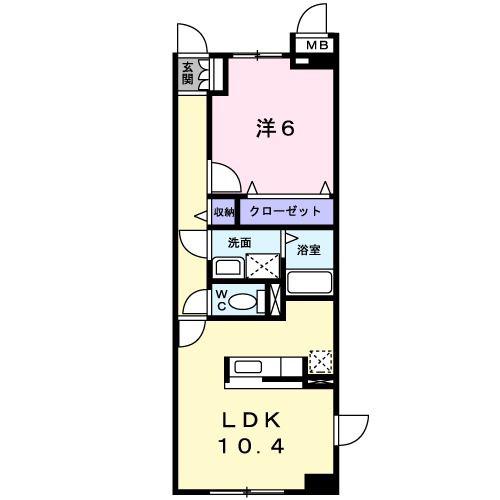 グロワール(1LDK/1階)の間取り写真