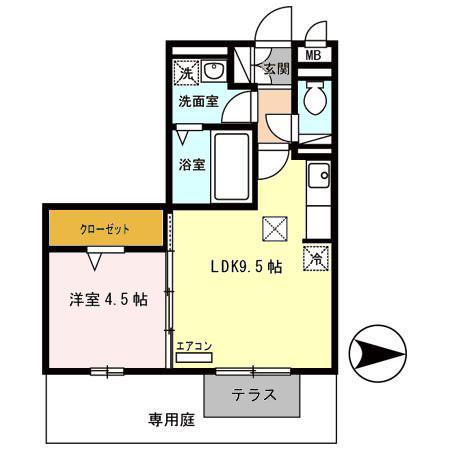 ブルームフォレスト(1LDK/1階)の間取り写真
