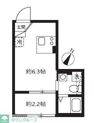 アピチェ田園調布(1DK/2階)の間取り写真