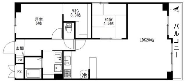 BELLTREE若草(2LDK/4階)の間取り写真