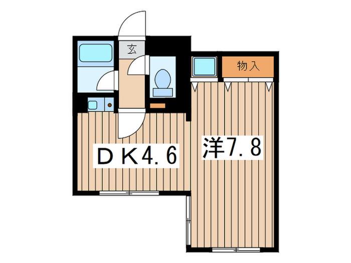 ソシエ南林間(1DK/3階)の間取り写真