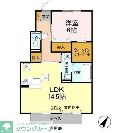 アールグレイB(1LDK/1階)の間取り写真