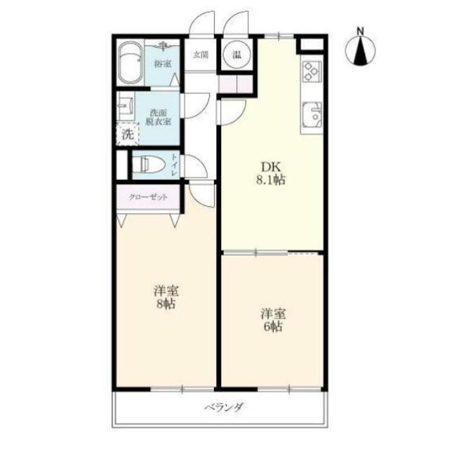 アムールH・K I(2DK/1階)の間取り写真