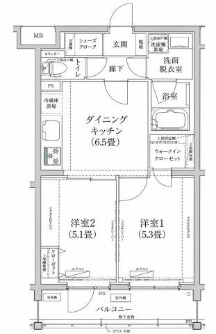 ルフレ世田谷ノール(2DK/2階)の間取り写真