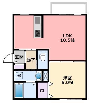 リュネ甲子園(1LDK/2階)の間取り写真