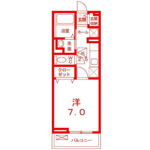 アーベンロート(1K/1階)の間取り写真