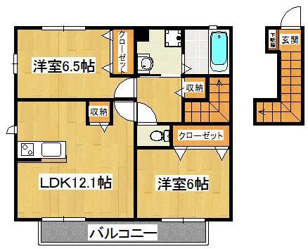 サンモールA・B・C棟(2LDK/2階)の間取り写真