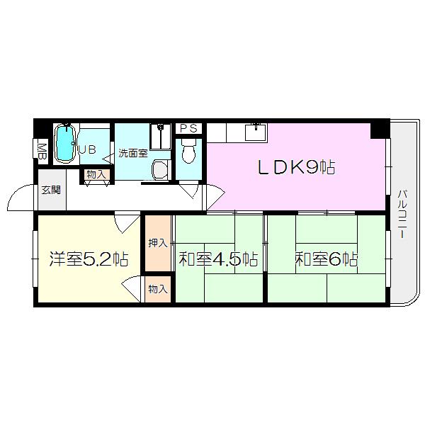 ヴェルテス池本(3LDK/4階)の間取り写真