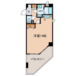 地下鉄名港線 金山駅(愛知) 徒歩4分 5階建 築28年(ワンルーム/4階)の間取り写真