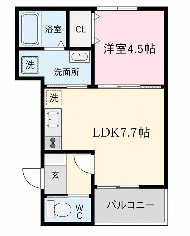 STCOURT黒原城内町(1LDK/2階)の間取り写真