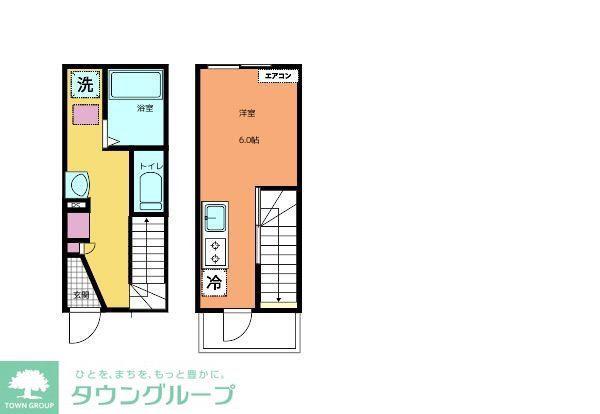 二和東テラスハウス(1K/1階)の間取り写真