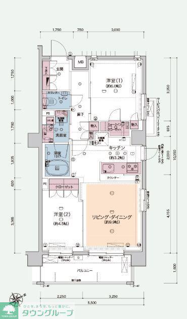 アーリアシティ曳舟II(2LDK/3階)の間取り写真