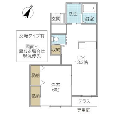 ミラドールK(1LDK/1階)の間取り写真