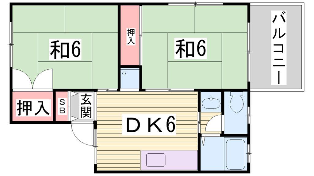 ヴィラ北鈴蘭(2DK/1階)の間取り写真