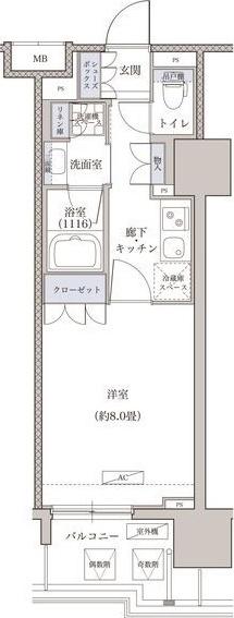 グラン・アベニュー鶴舞公園(1K/4階)の間取り写真