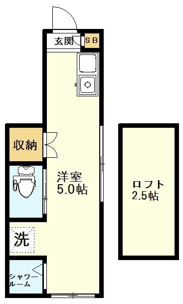 サークルハウス国分寺(ワンルーム/1階)の間取り写真