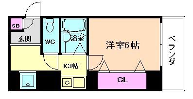 ODESSA南船場(1K/6階)の間取り写真