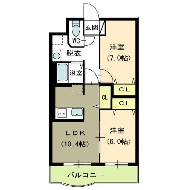 ピュアライフ坂井II(2LDK/1階)の間取り写真