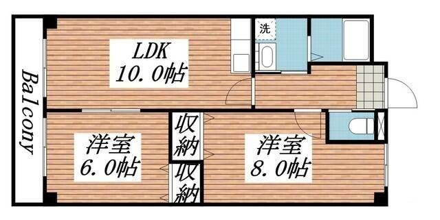 ヴァンテアンIII(2LDK/1階)の間取り写真
