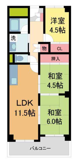 コープ野村宝塚(3LDK/2階)の間取り写真