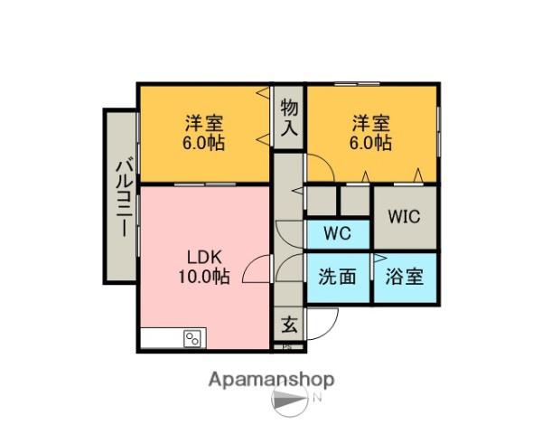 セジュールKATAHAC棟(2LDK/2階)の間取り写真