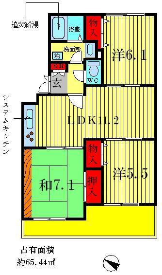 サンフィールド松戸(3LDK/2階)の間取り写真