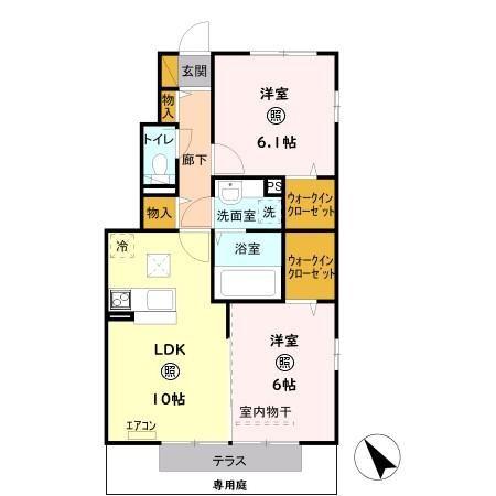 ルミエルS(2LDK/1階)の間取り写真