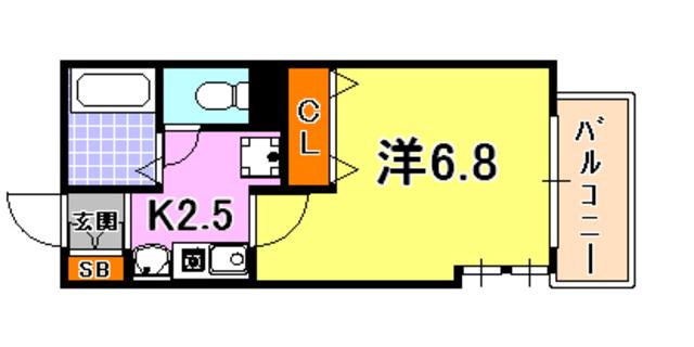 プレサンス神戸駅前(1K/9階)の間取り写真
