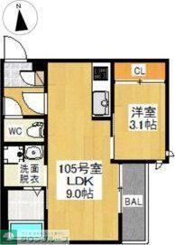 GRANDTIC FIRST(1LDK/1階)の間取り写真