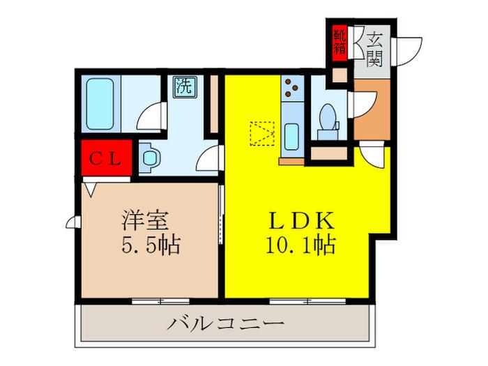 シャーメゾンシャルマン(1LDK/1階)の間取り写真