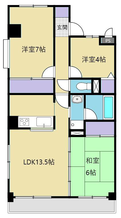 レイウッド蒲町(3LDK/3階)の間取り写真