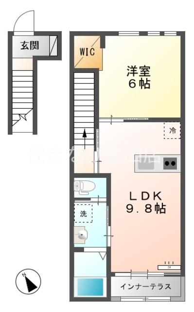 ヴァンベール.T(1LDK/2階)の間取り写真