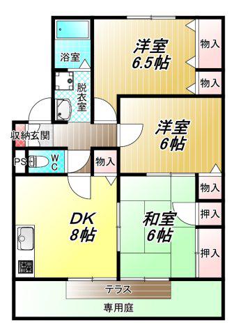 MSクレアール(3DK/1階)の間取り写真