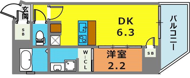 ネクストステージ神戸元町(1DK/8階)の間取り写真