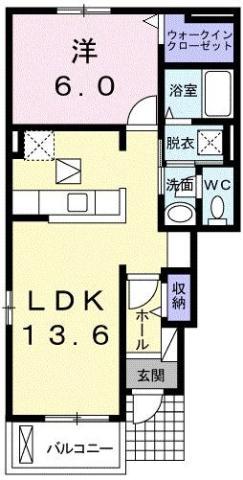 ラリュール I(1LDK/1階)の間取り写真