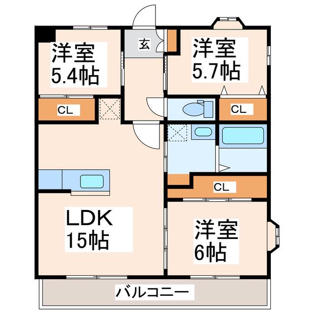 エクレール御領(3LDK/2階)の間取り写真