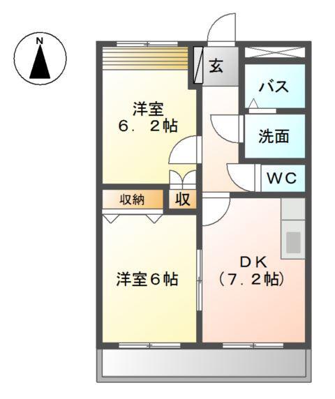 アンビジョンI(2DK/1階)の間取り写真