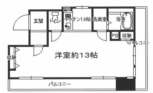 ダイアパレス神戸水木通(ワンルーム/6階)の間取り写真