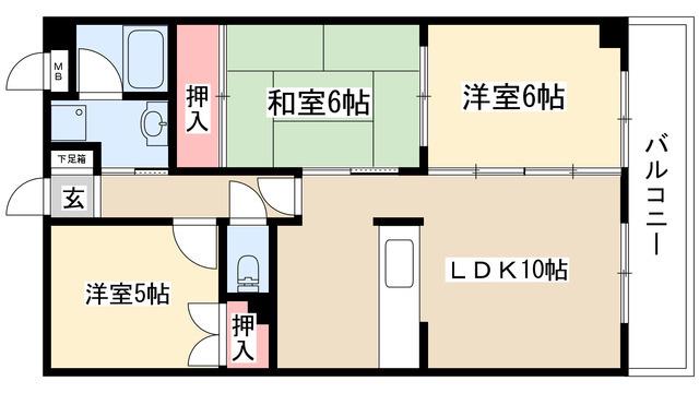 藤苑北山(3LDK/4階)の間取り写真