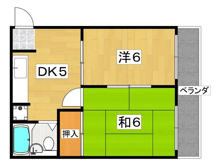 香里ロイヤルプラザ(2DK/6階)の間取り写真