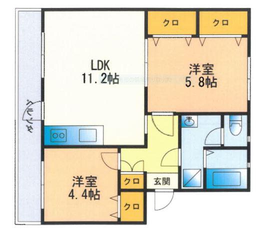 第一中村ビル(2LDK/2階)の間取り写真