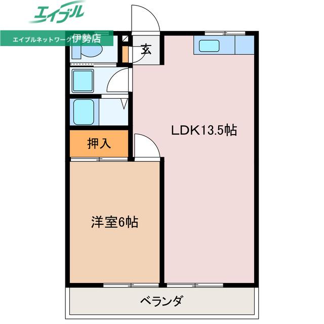 リーシング志摩(1LDK/2階)の間取り写真