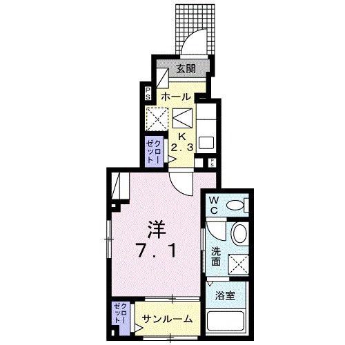クレール・I(1K/1階)の間取り写真