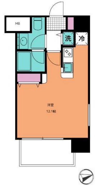 アーバイルスパシエ芝浦BAY-SIDE(ワンルーム/7階)の間取り写真