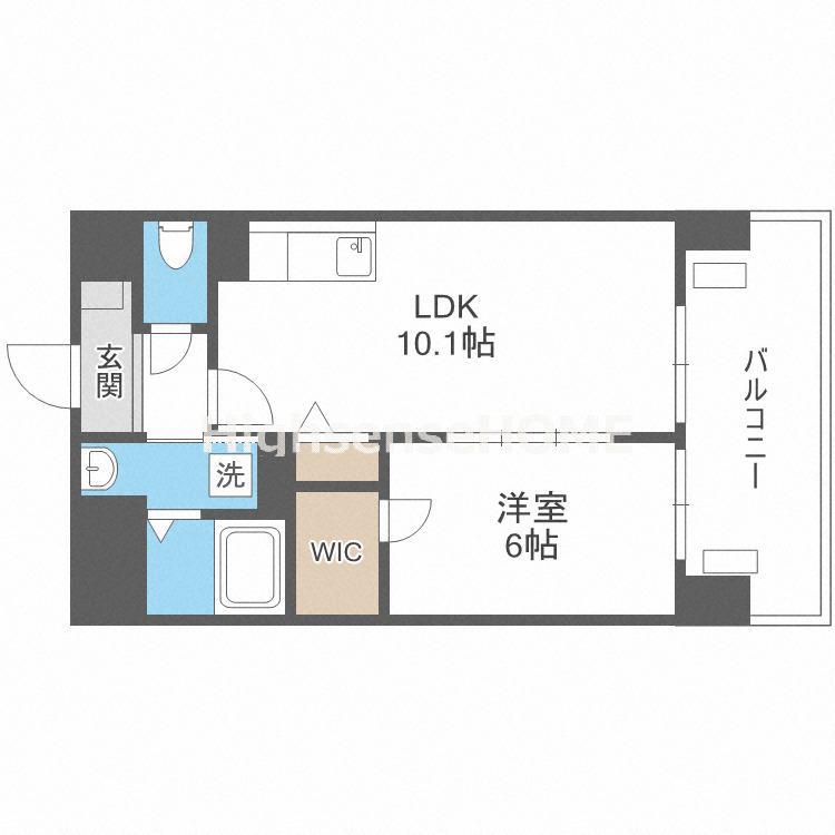 ヴァンヴェール森の宮(1LDK/3階)の間取り写真