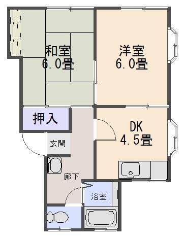 サニーハイツ(2DK/2階)の間取り写真